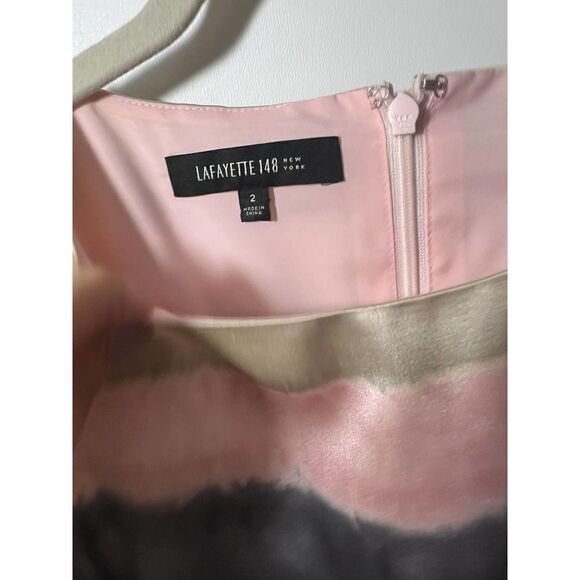 Lafayette 148 New York Silk Multi Stripe Dress Sz. 2 - Picture 6 of 6